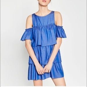 Zara chambray ruffle dress